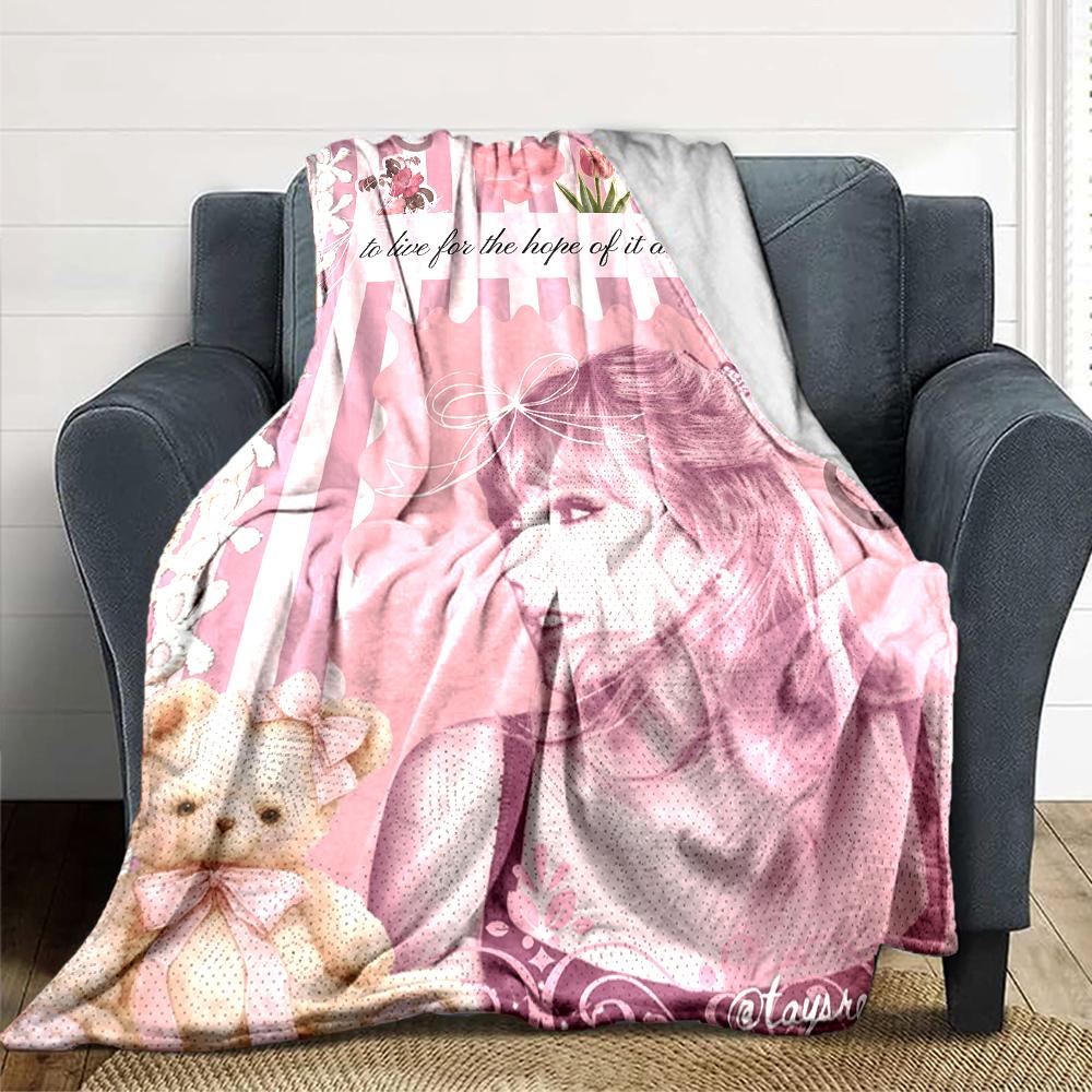 Hopeful Pink Elegance Blanket Soft Throw Blanket For Home Bedroom Bed Sofa Travel Office Solid Christmas Blanket