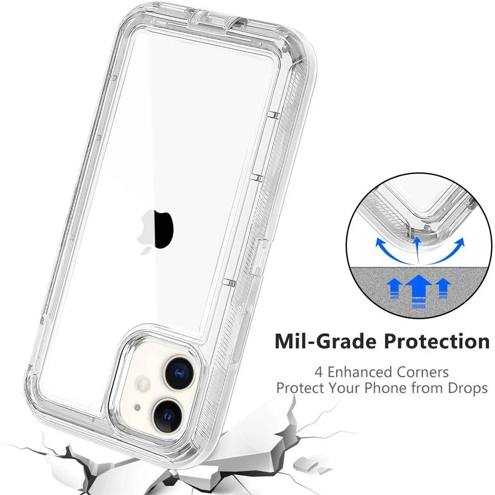 3в1 прочный жесткий чехол Otter Box для iPhone16 Pro Max 15 14 13 11 X XR XSMAX SE 6 7 8Plus прозрачный противоударный защитный чехол с подушкой безопасности