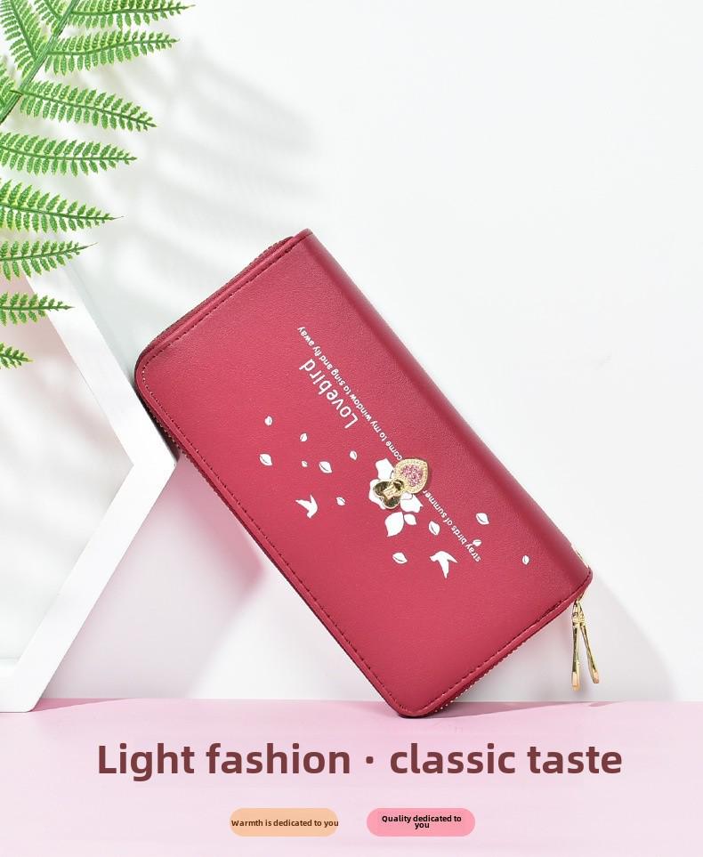 Женский длинный кошелек - двойная молния, большая вместимость с принтом Love, карманный чехол для телефона