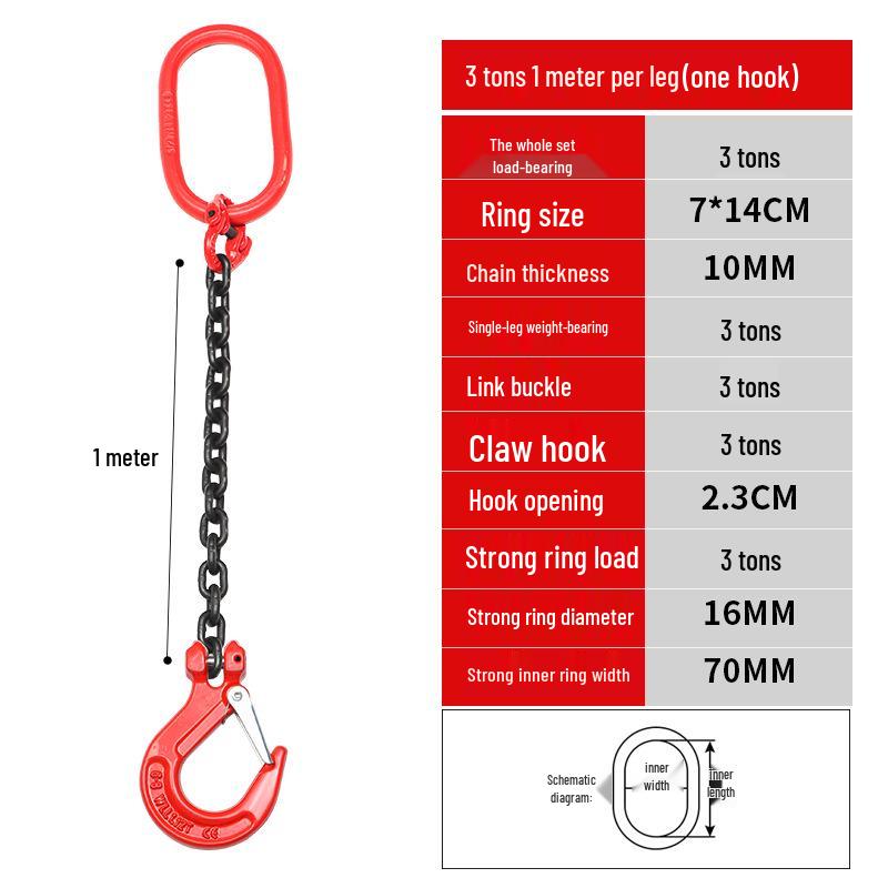 G80 Manganese Steel Lifting Chain Slings with Hooks - Single & Double Leg Set
