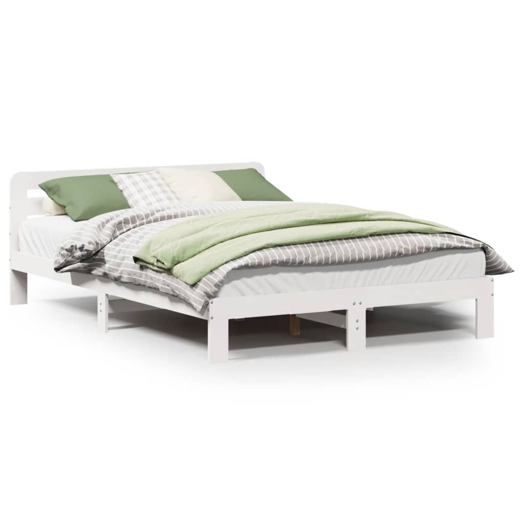 Solid Wood Bed without Mattress White 150x200 cm Pine Wood