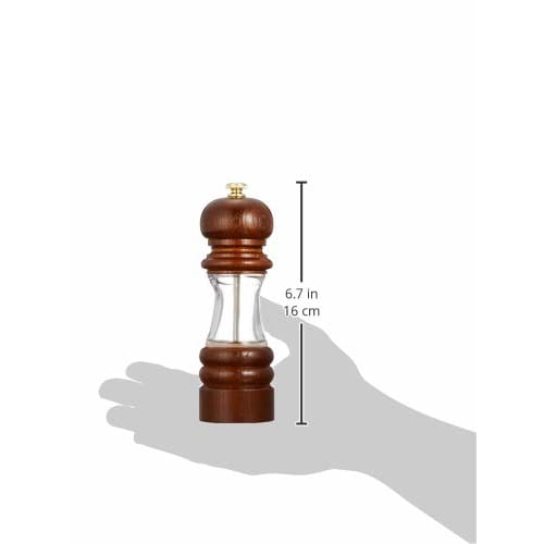 IKEDA Pepper Mill Crystal Wood 6701, Crystal Glass Body & Zelkova Wood, Iron Fittings, Brass Knob, Japan, PKL39