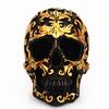 Resin Craft Black Skull Head Golden Carving Halloween Party Decoration Skull Sculpture Ornaments Home Decoration Accessories