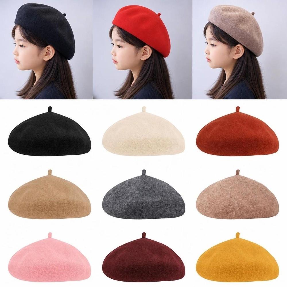 Woolen Warm Winter Kids Berets Solid Color Baby Pumpkin Cap Infant Winter Beanie For Baby Girl