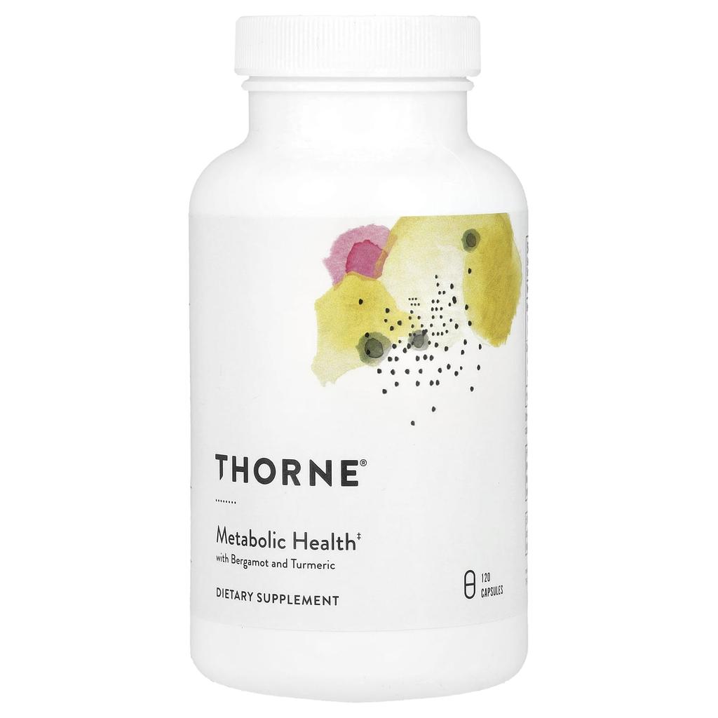 Thorne, Metabolic Health, с бергамотом и куркумой, 120 капсул