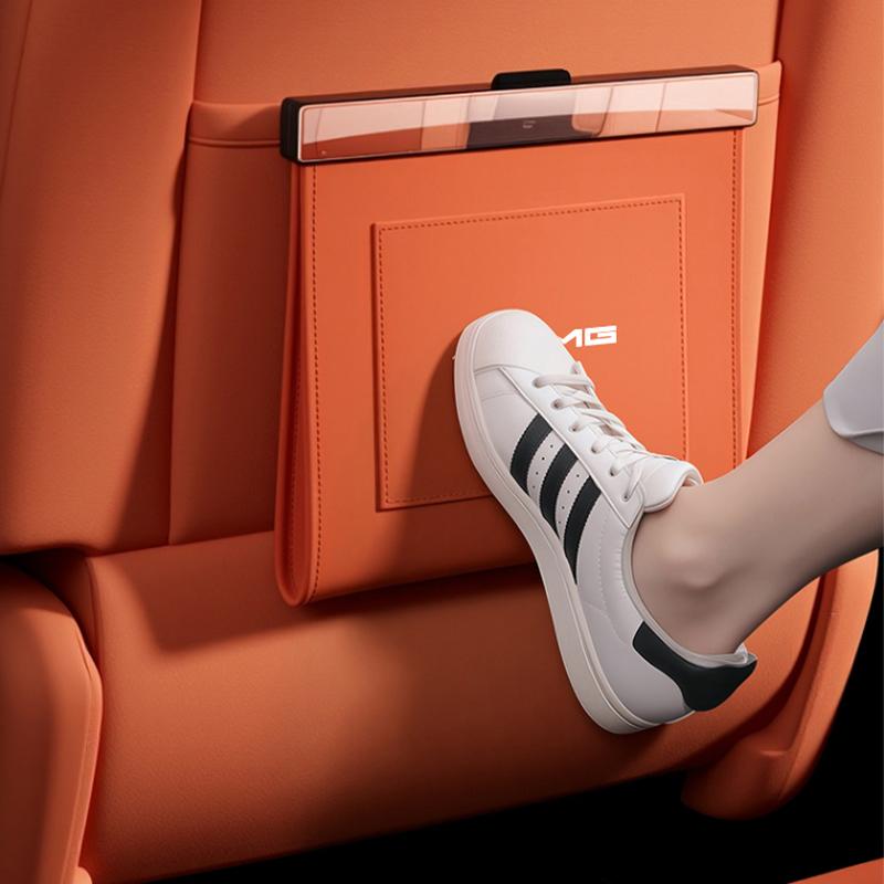 NRZV5 Car Garbage Bag With Back Seat Hanging Magnetic Adsorption Waterproof Leather Accessories Car Decal For Mercedes Benz AMG W214