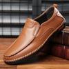 Fashion Breathable Genuine Leather Men Shoes Summer Slip On Loafers Man's Casual Leather Shoes Blue Flats Driving Male Shoes Moccasins