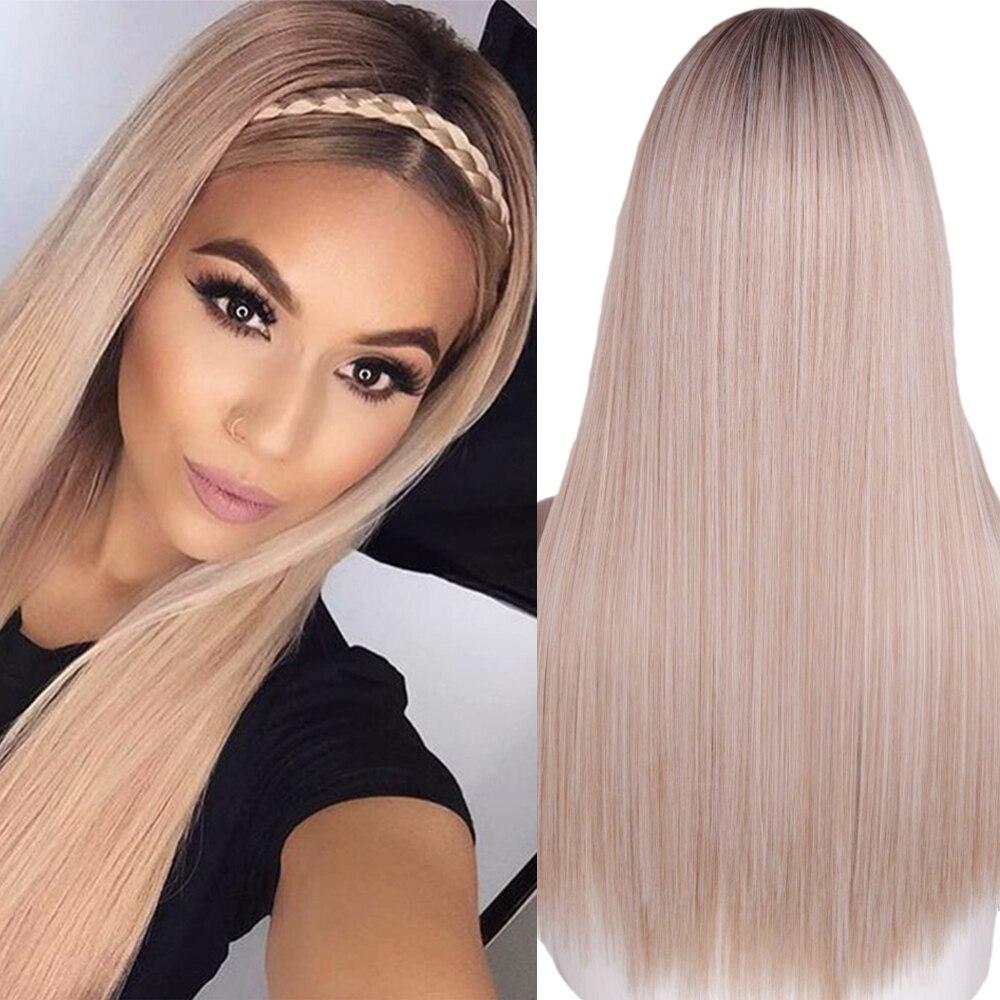 LISI HAIR Длинный прямой черный, синий парик, парик из синтетических волос, красный, бордовый, розовый, с омбре, частичные кружевные парики для женщин, парик средней части