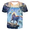 Summer New Unicorn Pegasus Animal Pattern 3D Digital Printing Round Neck Short Sleeve Personalized Trendy Men's T-shirt