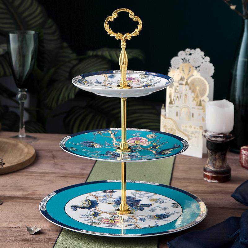 Европейская подставка для закусок к послеобеденному чаю, легкая роскошь, креативная посуда для закусок, бытовой керамический поднос, многоярусный поднос для закусок, конфетница