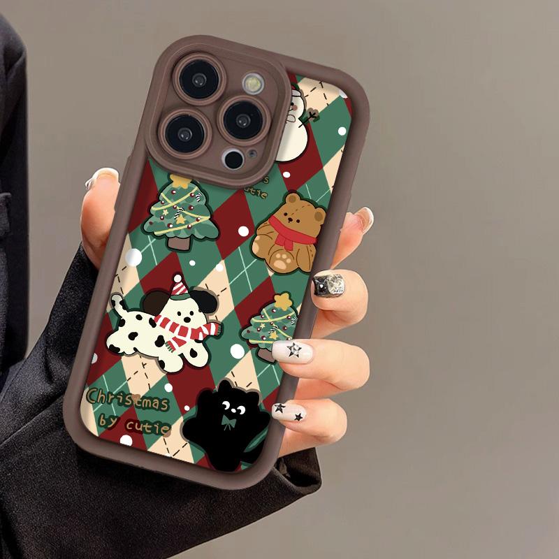Рождественский чехол для iPhone 11 13 12 14 15 16 Pro Max XR XS Samsung A15 A55 A05 Redmi 12 13C OPPO A16 A18 A60 Reno 11 Vivo Y17S Y12 infinix note