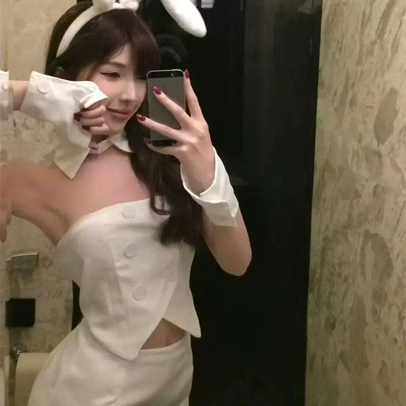 Сексуальное нижнее белье красотка сексуальный топ-труба короткий топ с оборками внахлест юбка на бедрах косплей кролика женщина