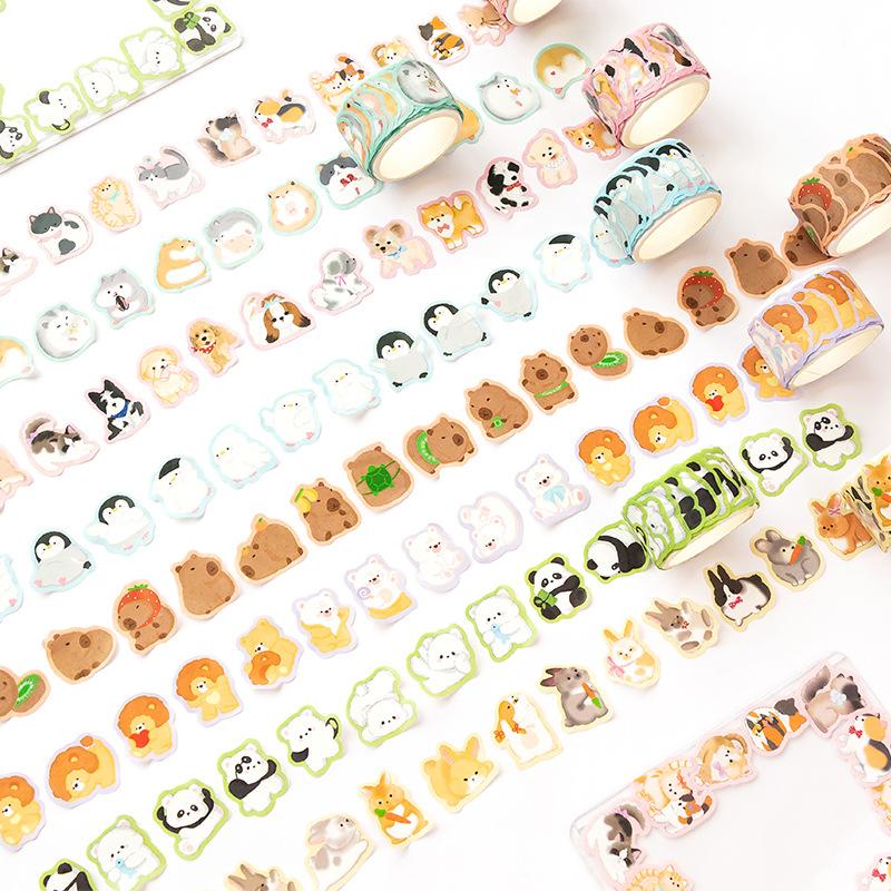 100 листов мультфильм граффити маленькие животные декоративная лента креативный ручной счет коллаж материал наклейки рулон школьные канцелярские принадлежности