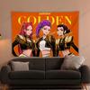 Colorful Anime Trio Wall Tapestry Anime  inspired Heroines Wall Hanging Unique Bedroom Decoration Stunning Room Decoration
