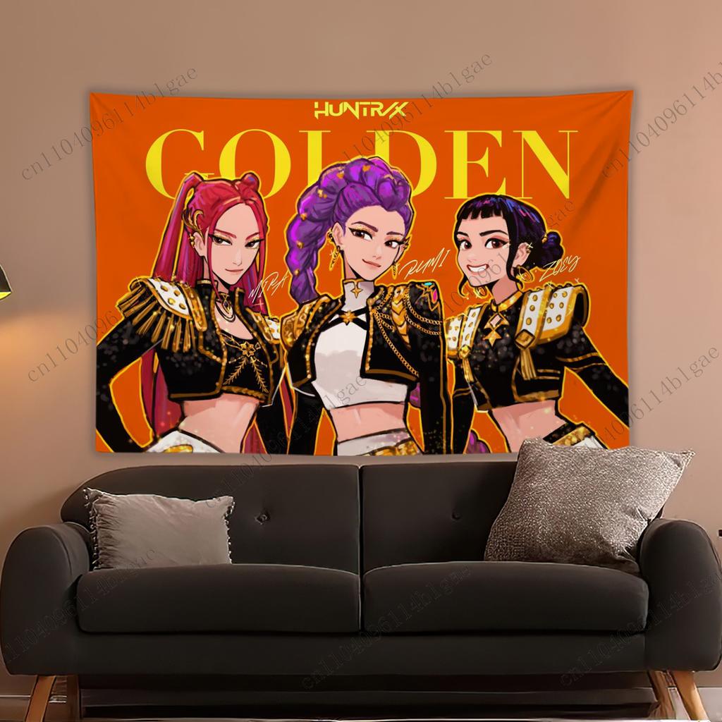 Colorful Anime Trio Wall Tapestry Anime  inspired Heroines Wall Hanging Unique Bedroom Decoration Stunning Room Decoration