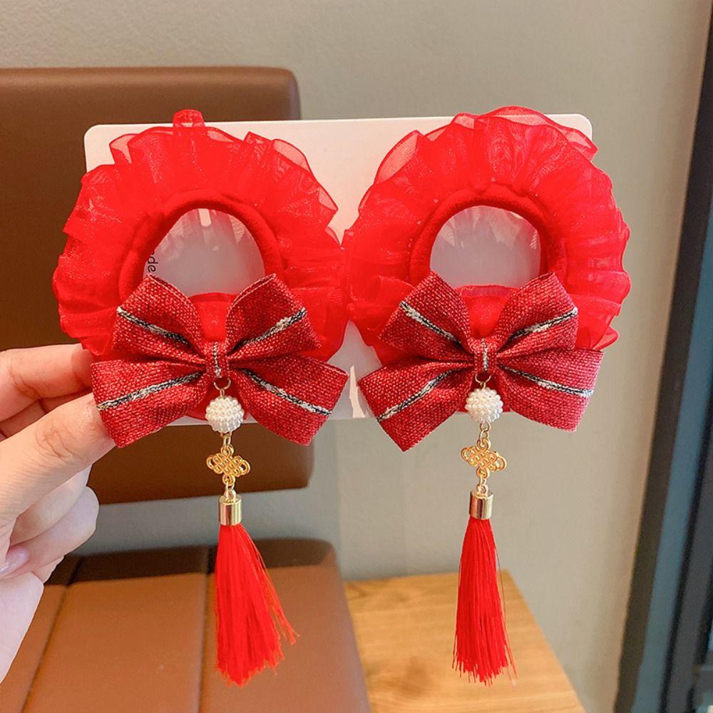 Hairball китайский новогодний головной убор жемчужно-красный бант для волос веревка для детей красная веревка для волос для девочек