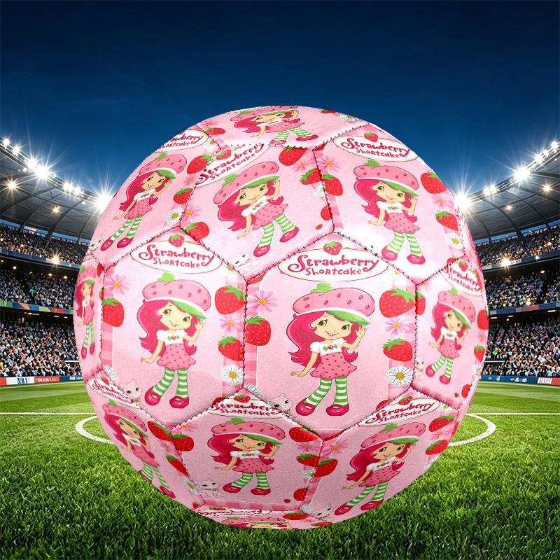 Strawberry Shortcake Print Size 5 Soccer Ball, PU Wear Resistant Football for Match Training and Daily Practice, Birthday Gift for Soccer Fans