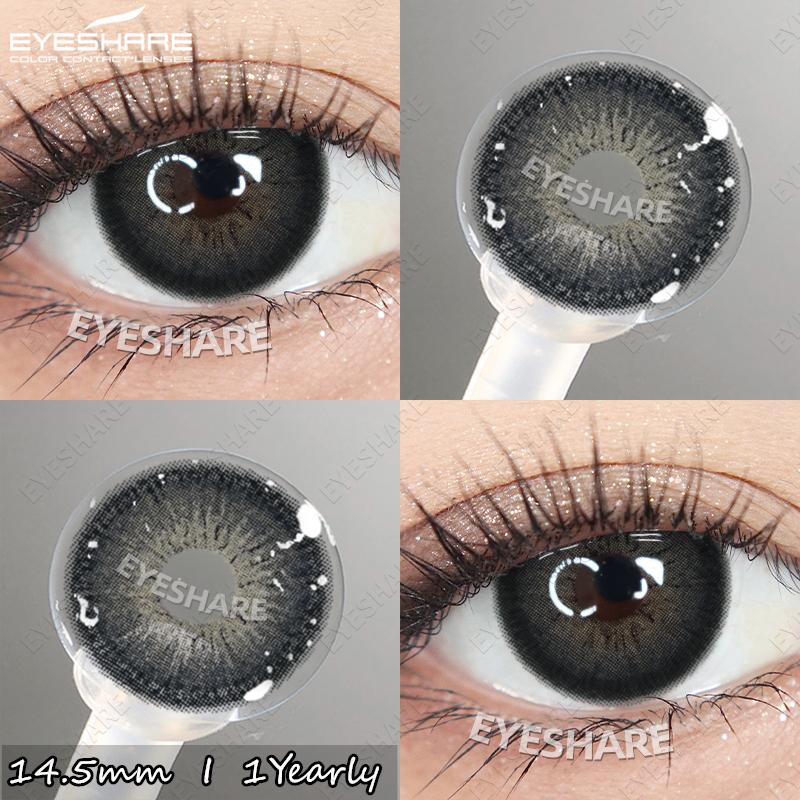 Eyeshare 2pcs Colored Contact Lenses for Eyes Blue Contact Black Eye Lens Gray Beautiful Pupils Yearly Brown Eyes Makeup Lenses