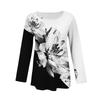 Женский повседневный модный свободный топ с круглым вырезом и цветочным принтом, с длинным рукавом