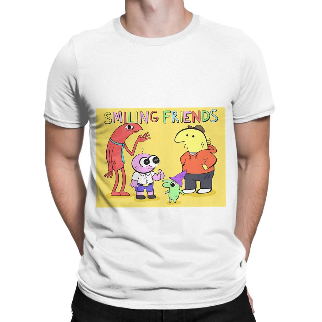 Smiling Friends Group yellow Graphic Funny 100 Cotton TShirt Smiling Friends Season 2 Tops Tees For Unisex