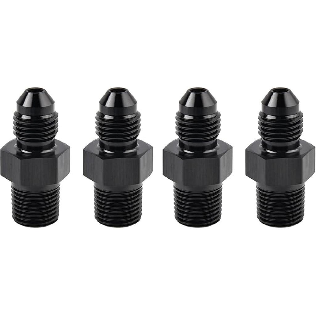 EVIL ENERGY 6AN Male Flare to 3/8" NPT Pipe Fitting Adapter Aluminum Straight Black 4PCS