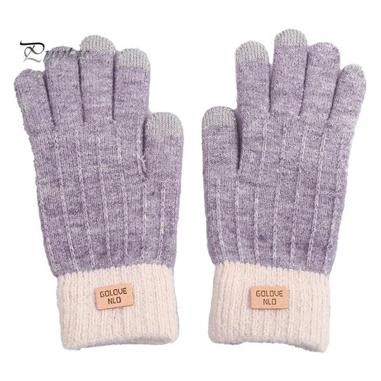 1 пара зимних перчаток унисекс, вязаные толстые теплые цвета соответствующего цвета, противоскользящие эластичные, мягкие, теплые, плюшевые перчатки для езды на велосипеде с сенсорным экраном