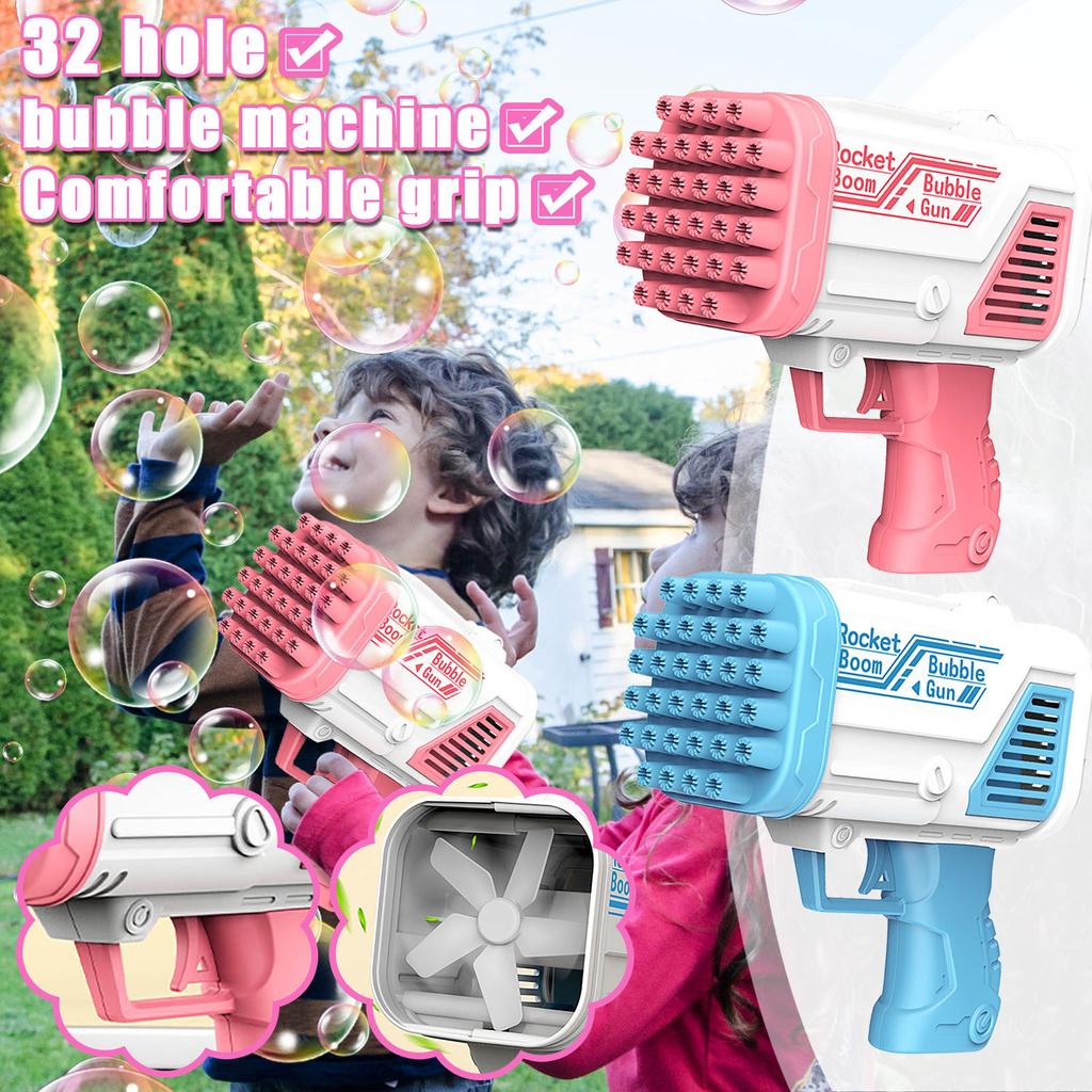 Children Electric 32-Hole  Bubble Machine Toy Boys Girls Cute Outdoor Toy