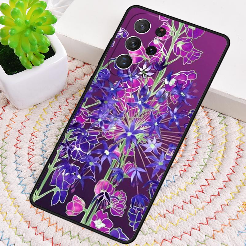 Синий чехол для телефона с цветами для Samsung Galaxy note 10 pro S26 Ultra S23 S24 FE S25 S21 S22 PLUS противоударный