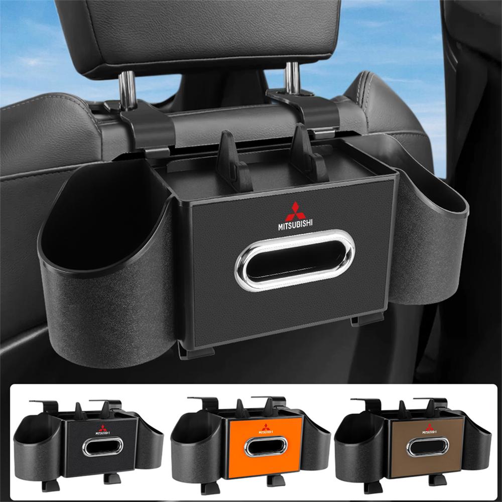 1pcs Car Accessories Tissue Bag Organizer Auto Tissue Boxes For Mitsubishi Ralliart Lancer EX Outlander ASX Competition Pajero
