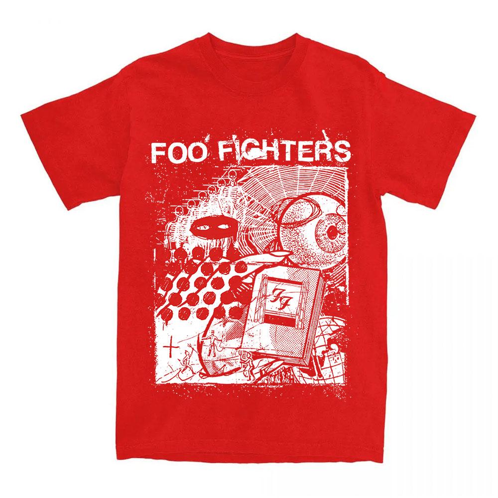 Ваша любимая футболка с дизайном рок-группы Foo Fighters Летняя с коротким рукавом Свободная мужская футболка Повседневная Унисекс Уличная одежда