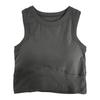 Women Bottoming Vest Seamless Sleeveless Pure Color Padded Stretchy Round Neck Dry Dry Cooling Crop Top Summer Sport Basic Tank Top