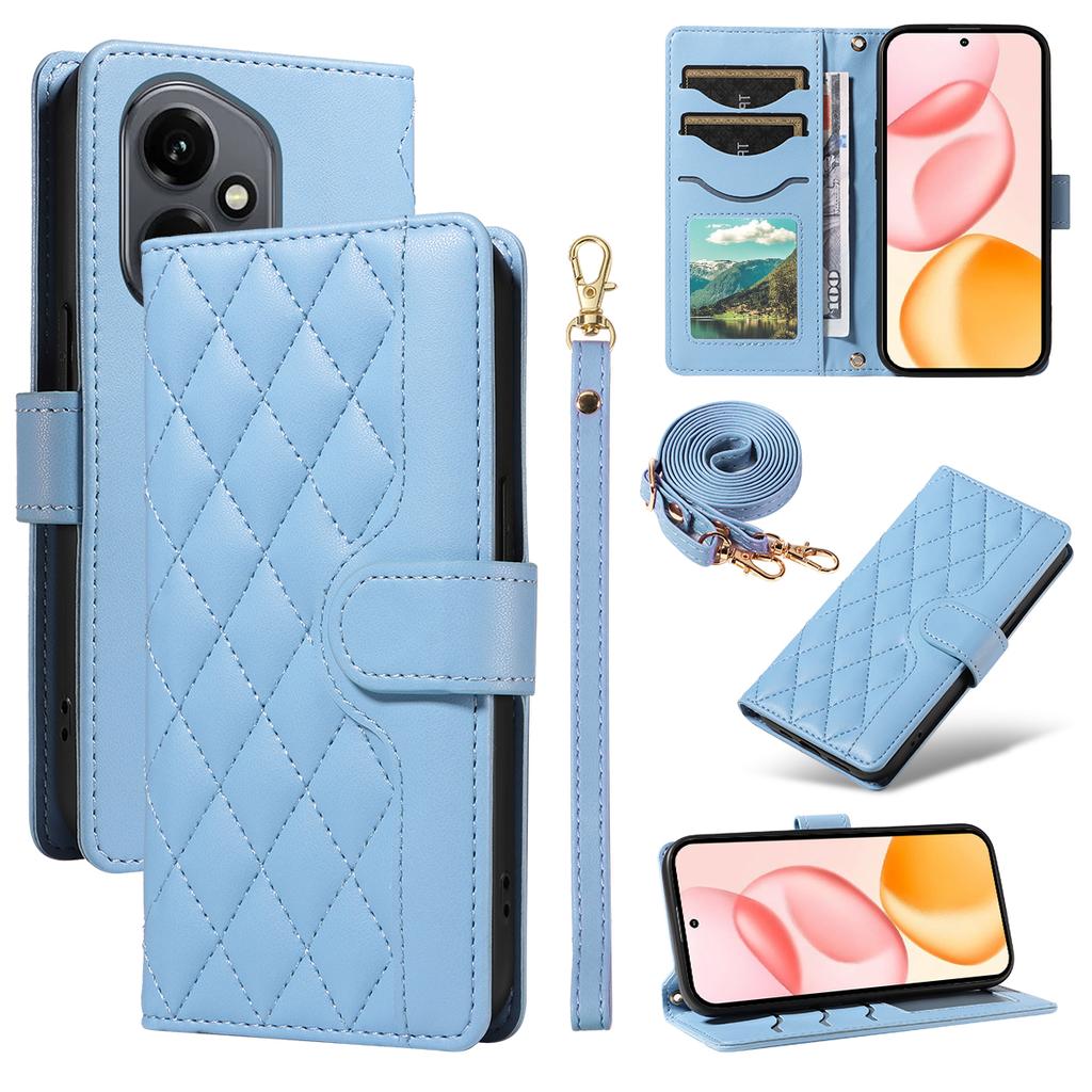 Для Honor 400 5G (Глобальный) Чехол-кошелек Ромбовидный кожаный чехол для телефона с ремешком