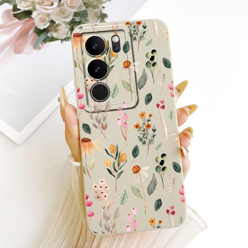 Для Vivo V29 V29Pro Милый Кот Цветок Мультяшный Чехол Для Телефона Для Vivo V 29 V29 Pro V2250 V2251 Ударопрочные Мягкие Силиконовые Чехлы Бамперы