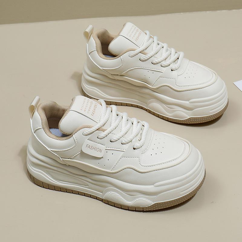 Белые туфли для женщин, новые весенние студенческие универсальные повседневные туфли, модные кроссовки с толстой подошвой