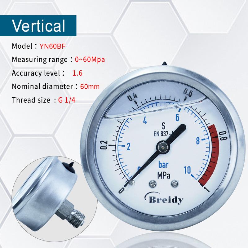 Xin Tester 0-60mpa Anti-vibration Pressure Gauge Radial/Axial Air Hydraulic Water tainless Steel Oil Manometer Thread G1/4 G1/2