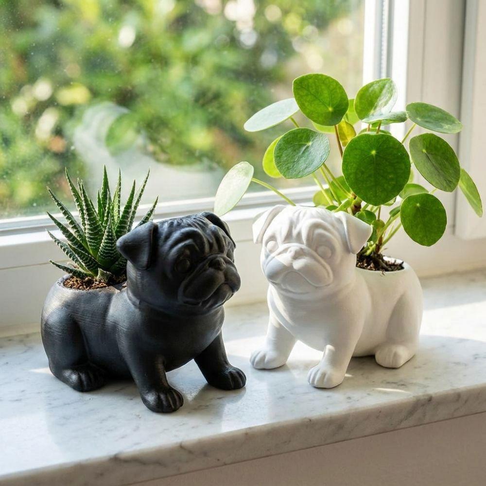Funny Pug Shaped Planter Pot 3D Printed Dog Succulent Planter  Indoor Outdoor