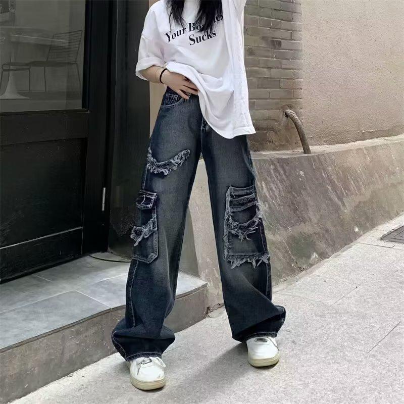 Vintage Jeans for Women Spring Autumn Summer Loose Wide Leg Pant Plus Size Trousers Tide