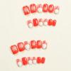 Christmas Press On Nails Short Square False Nails White Snowflake Full Cover Stick on Nails Santa Claus Artificial Nails