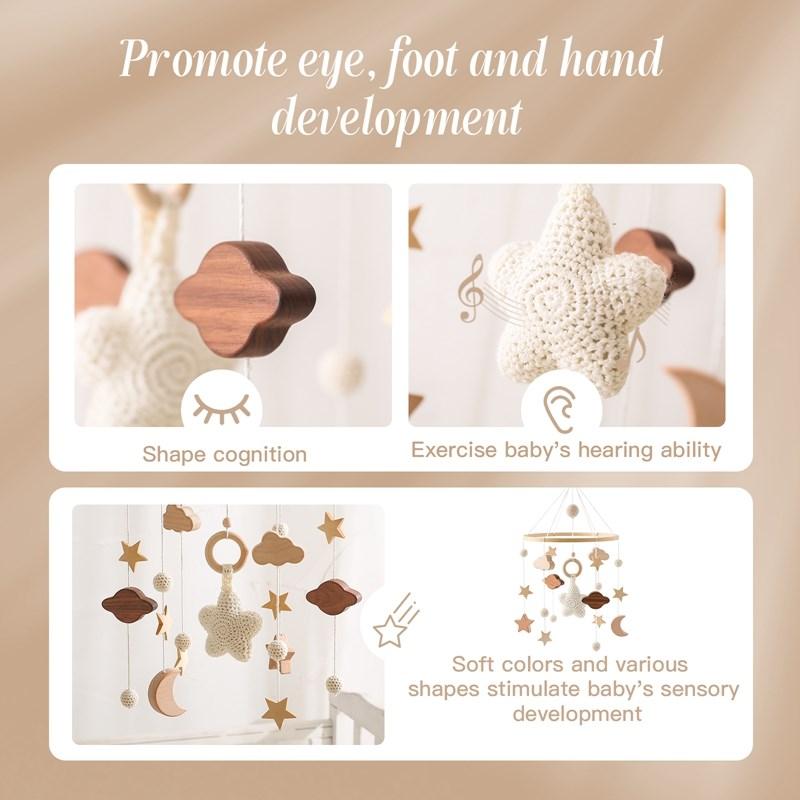 Детская игрушка-погремушка 0-12 месяцев, деревянный мобиль на кровати, музыкальная шкатулка для новорожденных, подвесной колокольчик для кровати, держатель для игрушек, кронштейн для детской кроватки для мальчиков