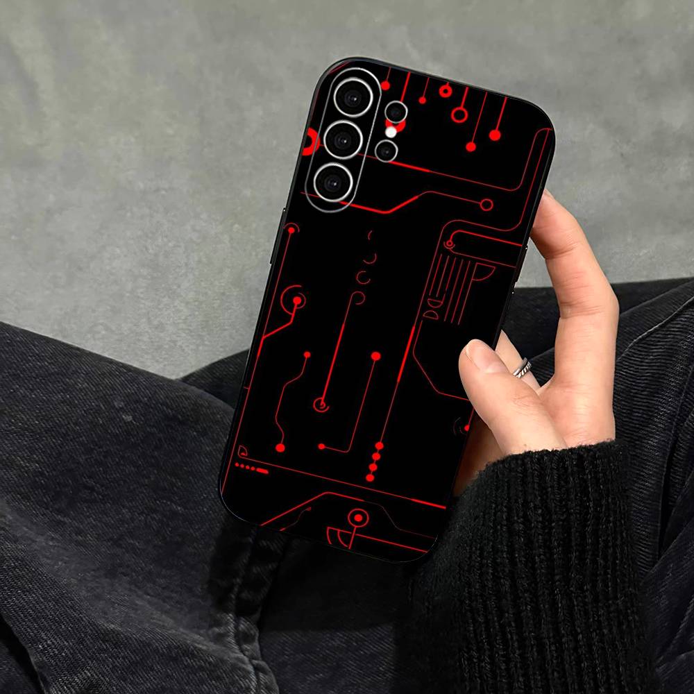 Креативный чехол для телефона с рисунком печатной платы Для Samsung S25, S24, S21, S22, S23, S30, Ultra, S20, Plus, Fe, Note, 10, 9, 5G Черный чехол