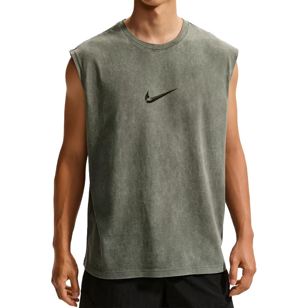 Nike Мужские майки Зеленый камуфляж/Светло-армейский зеленый Круглый вырез Средняя IM6145-303