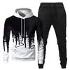 Mens Hooded Sports Tracksuit Unisex Two-Piece Running Outfits Long Sleeve Pullover Hoodies Sweatshirt+Sweatpants Set