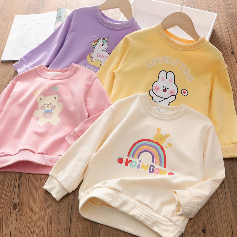 Girls Hoodie Spring and Autumn 2023 Children's Leisure T-shirt