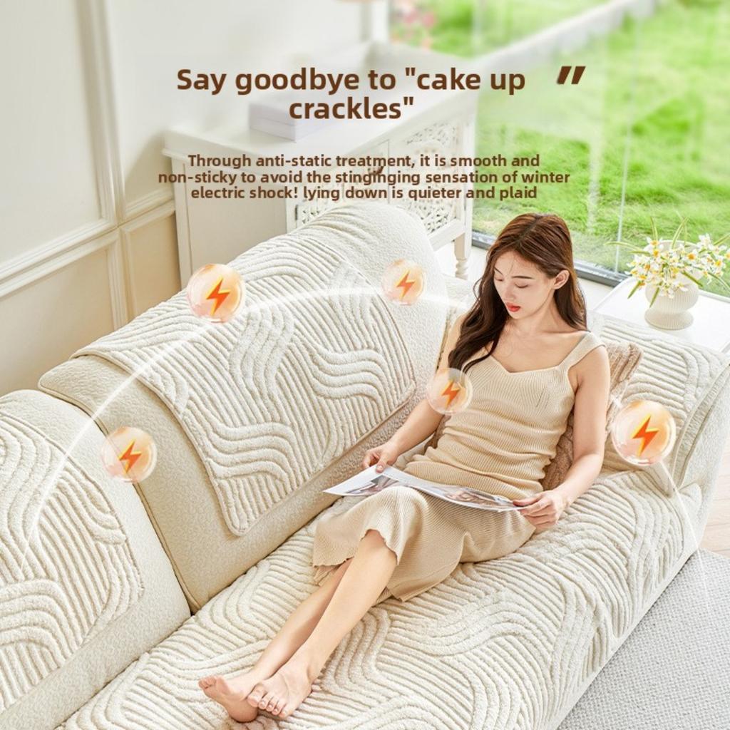 Bohemian Style Thick Plush Sofa Cover -Machine Washable, Pet Friendly, Non Slip Sofa Protection Cover, Decoration for Living Room, Bedroom, and Office