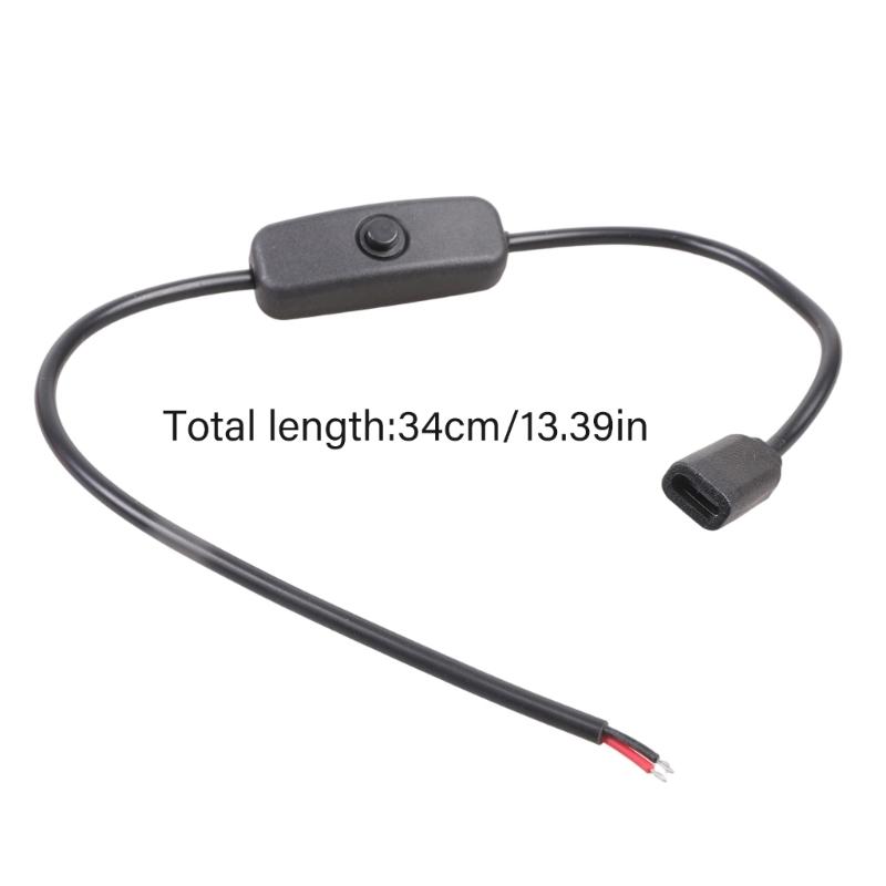 Кабель питания USB C на 2 контакта с оголенными проводами и разъемами с переключателем Вкл/Выкл. Простая установка для маломощных устройств. Выход 5V2A