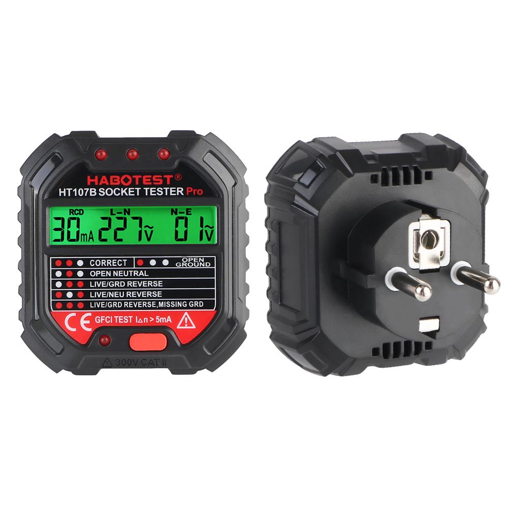 Универсальный RCD GFCI Тестирование Полярности Фазовый Контроль Заземления Вилки US EU Нейтральный Провод Тестер Розетки Переменного Тока Детектор Тестирование Напряжения 90-250 В