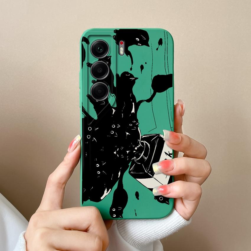 For Tecno Camon 40 Pro Spack 30 Pova 6 Neo Phone Case Pretty Starry Sky Cat Pattern Liquid Silicone Advanced Dustproof Protective Shell For Tecno Capa