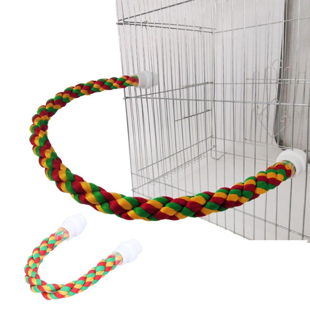 Colorful Design Cotton Rope Perch Adjustable Length U Shape Stand Bird Climbing Toy For Parrots