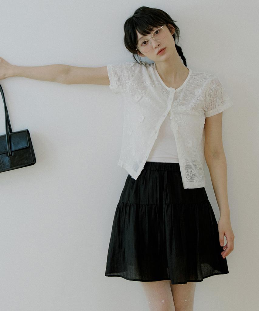 Riorg Woi Semi Pleats Mini Skirt Black