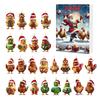 2025 Christmas Advent Calendar Chicken Ornaments 24 Days Countdown Calendar Christmas Tree Decoration 2D Acrylic Collectible Cartoon Chicken Set